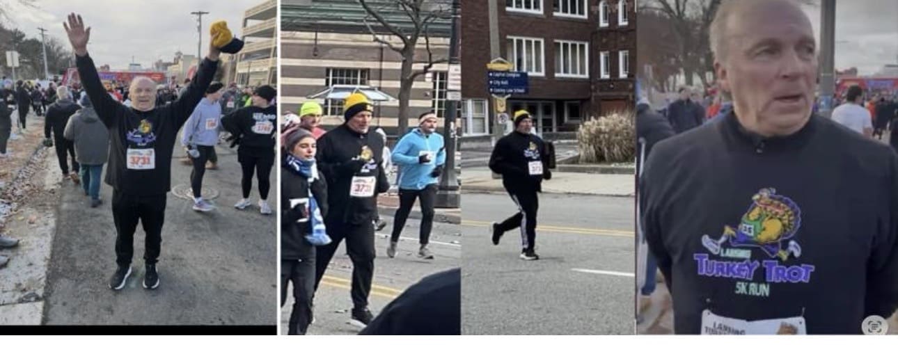 Man running in a Turkey Trot event